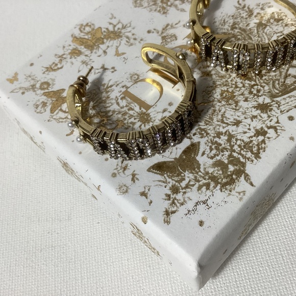 J’ADIOR Gold and Crystal Hoop Earrings - Picture 2 of 6